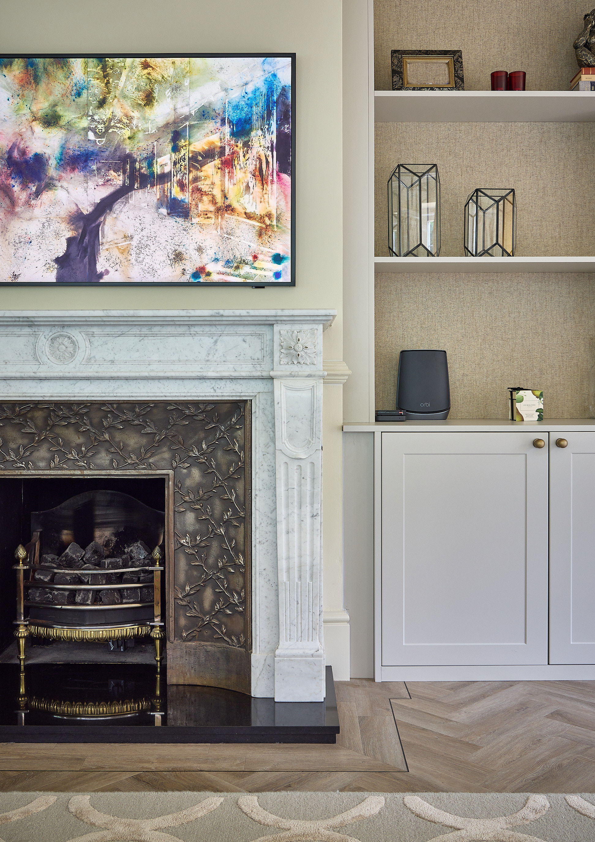 Living room interior design by Elmbridge Design, Burwood Park project photo 14