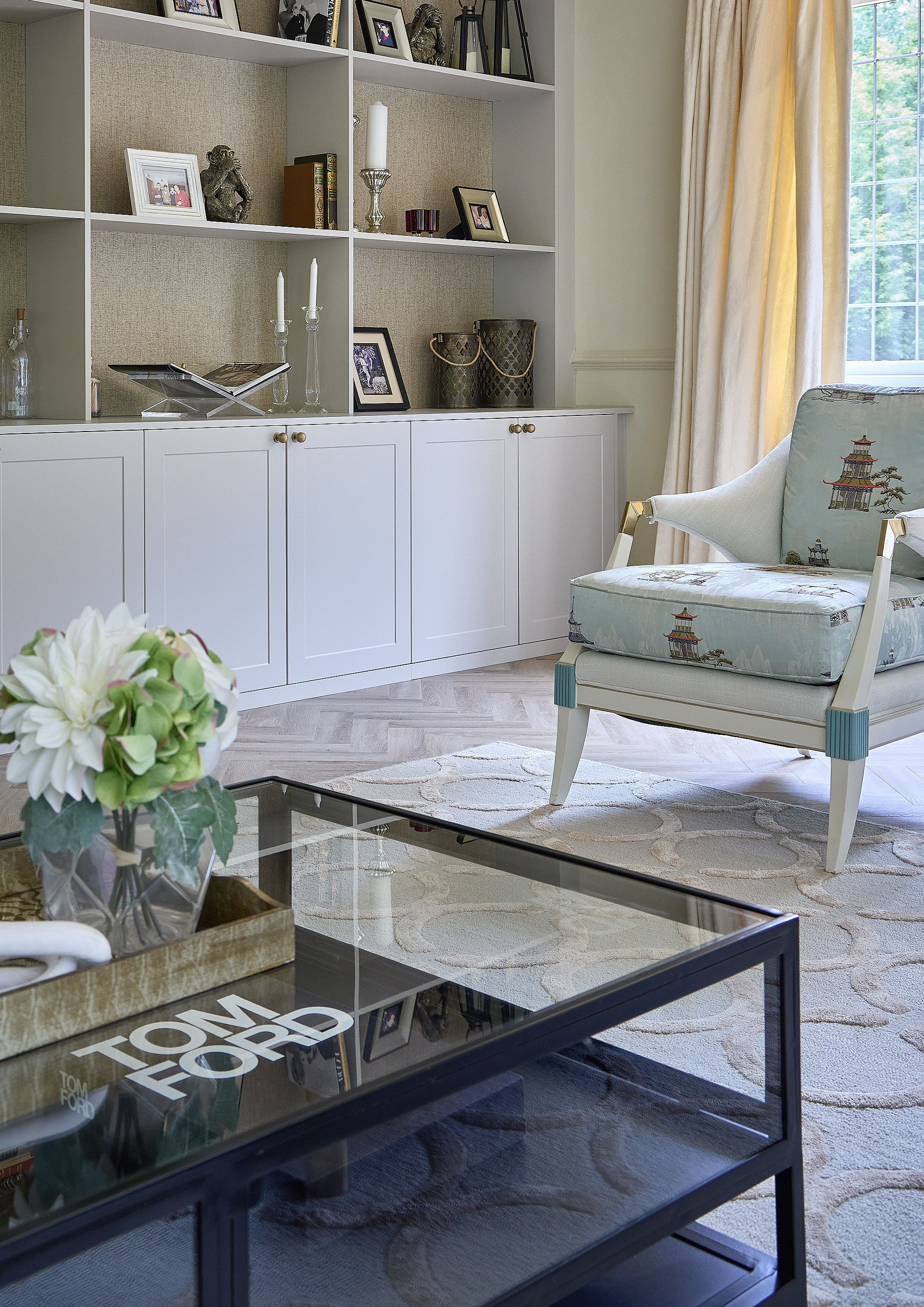 Living room interior design by Elmbridge Design, Burwood Park project photo 13
