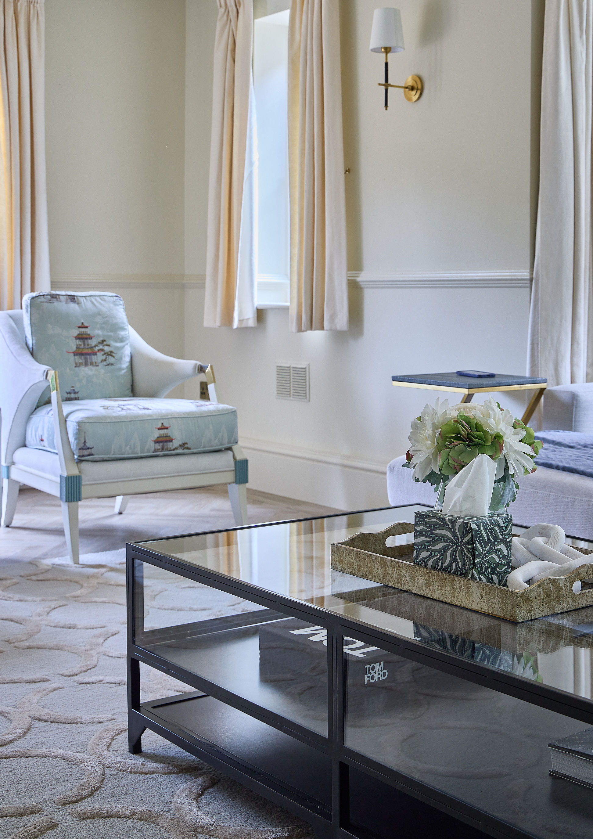 Living room interior design by Elmbridge Design, Burwood Park project photo 12
