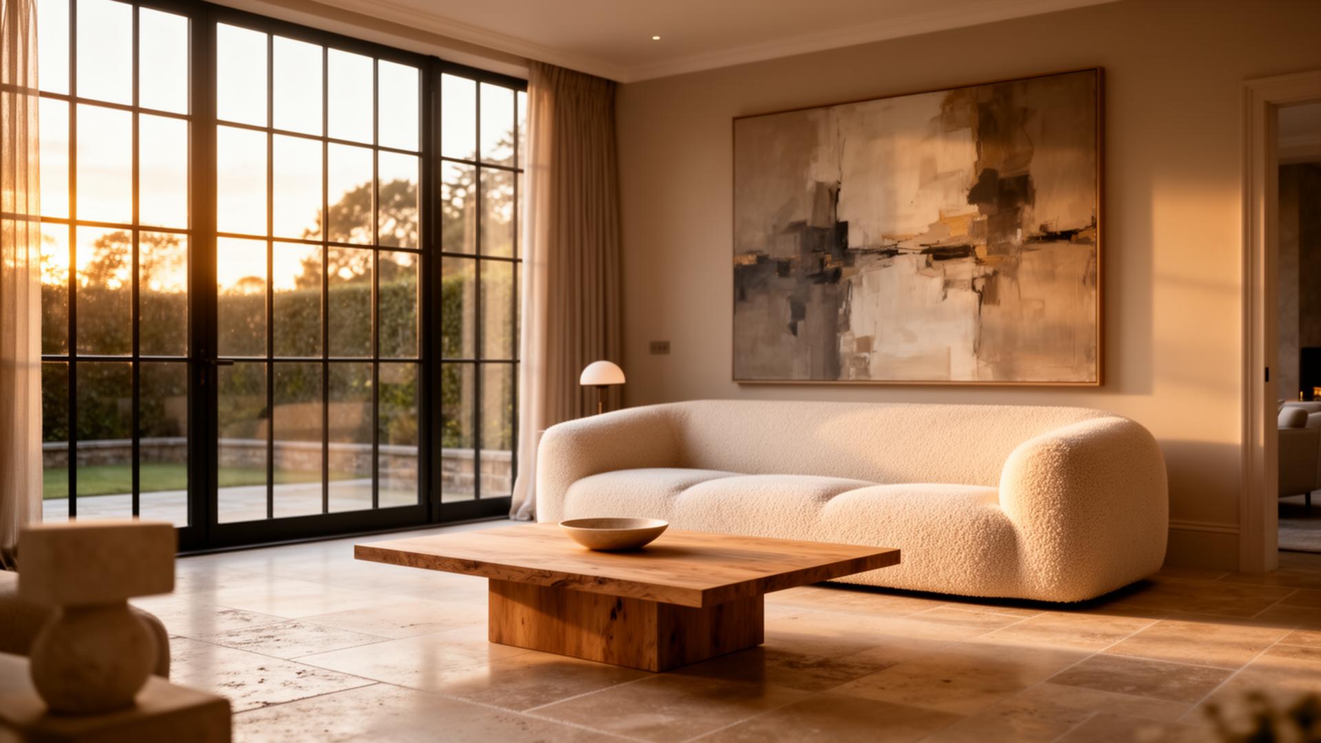 Sunlit luxury living room in Weybridge by Elmbridge Design
